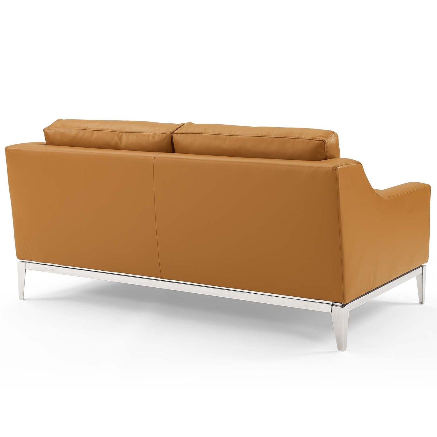 Harness 64" Stainless Steel Base Leather Loveseat by Modway