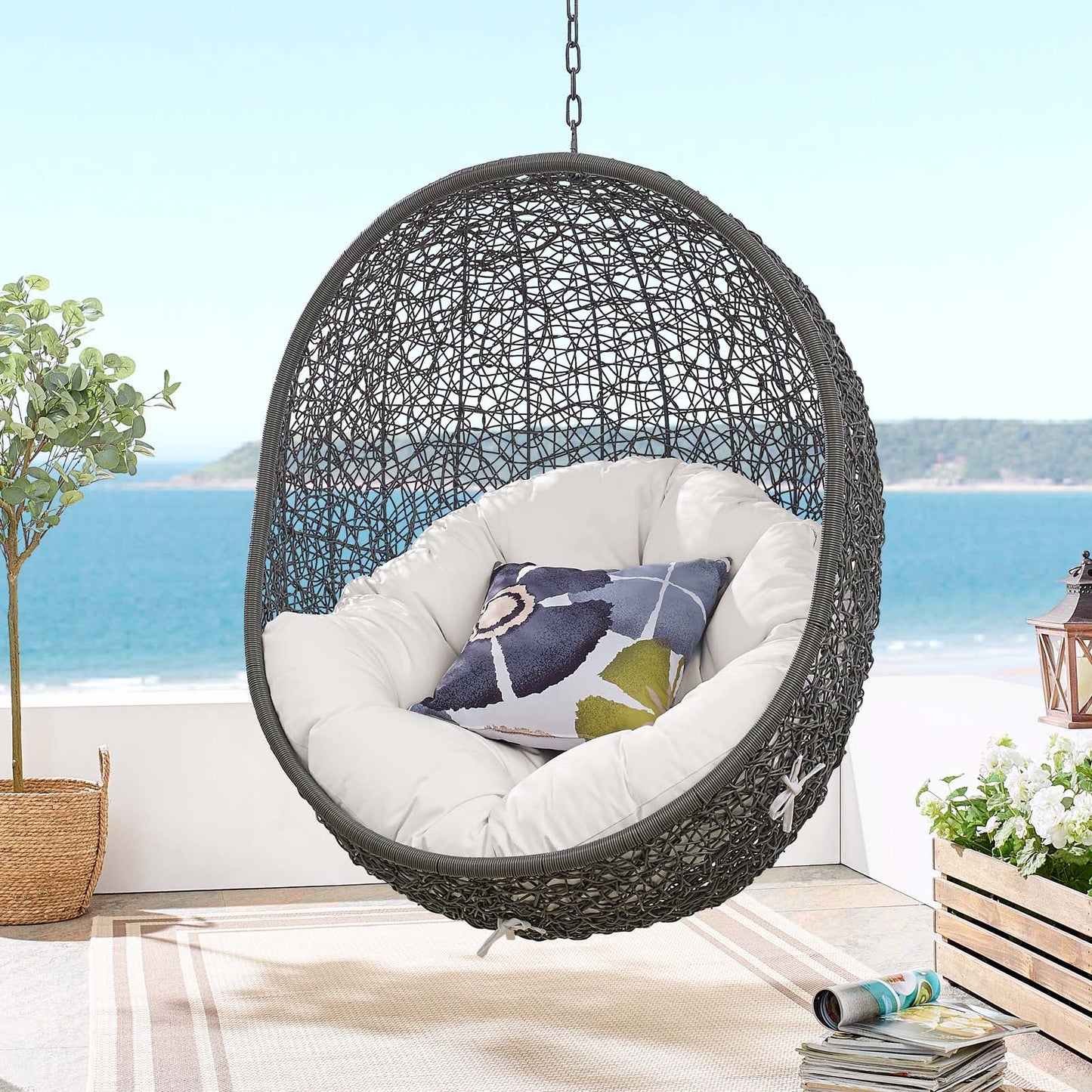 Hide Sunbrella¨ Fabric Swing Outdoor Patio Lounge Chair Without Stand by Modway