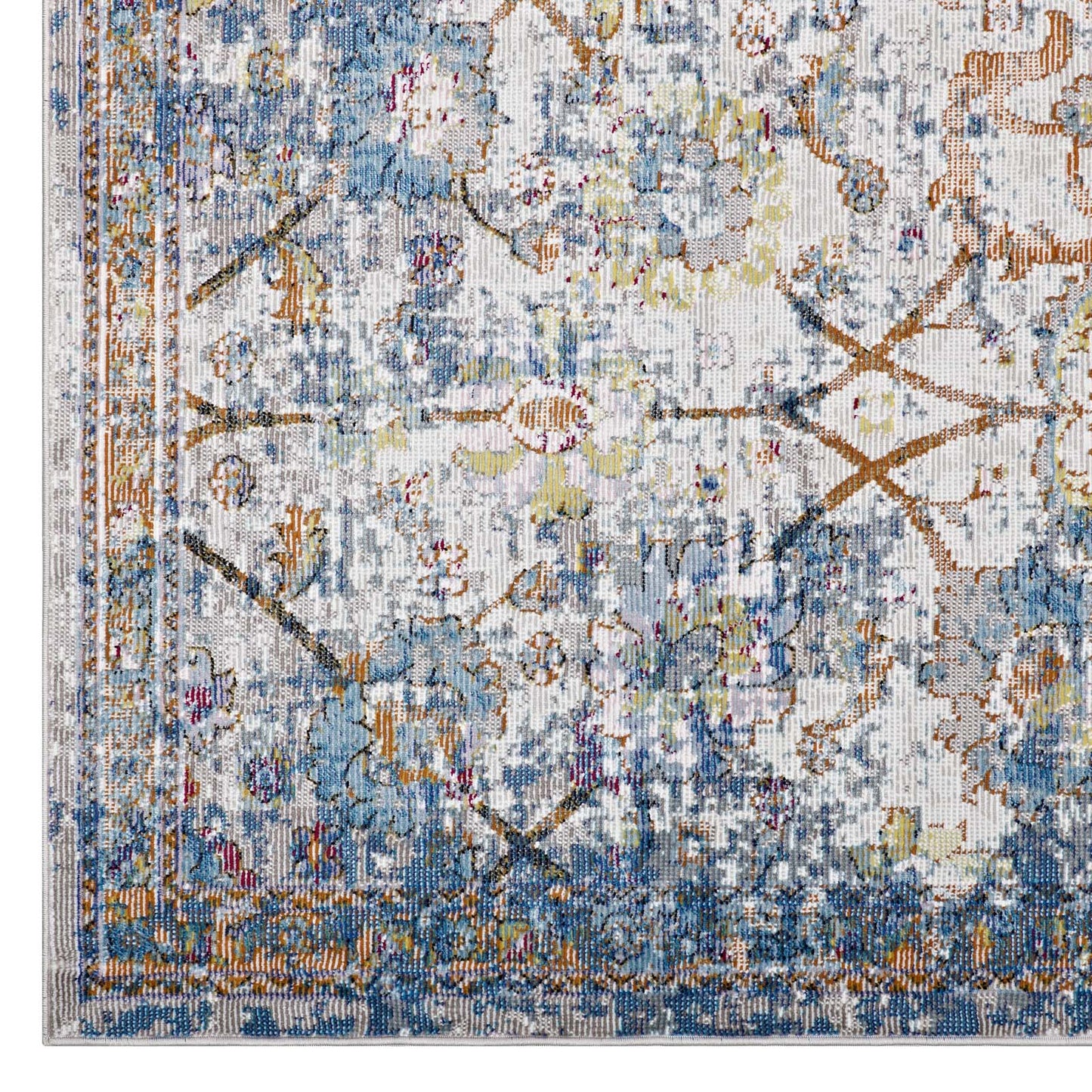 Minu Distressed Floral Lattice 5x8 Area Rug by Modway