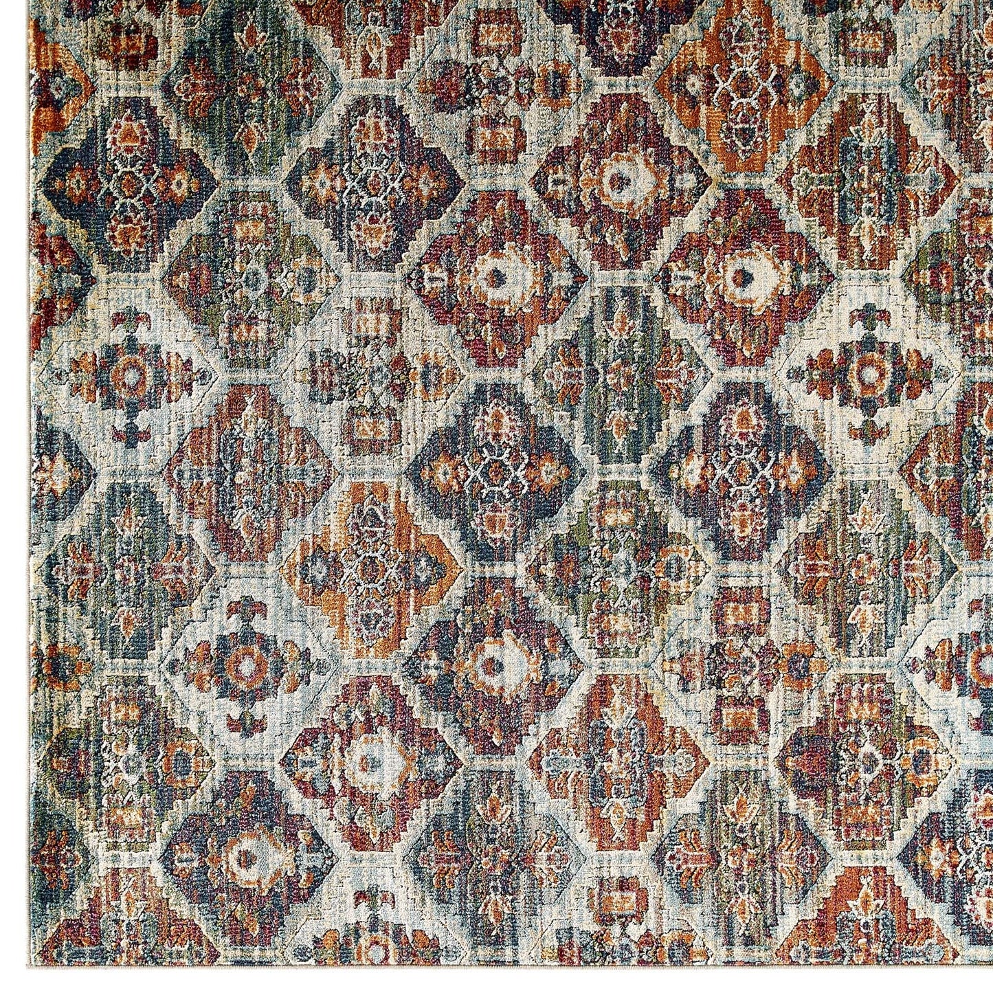 Tribute Azalea Distressed Vintage Floral Lattice 5x8 Area Rug by Modway