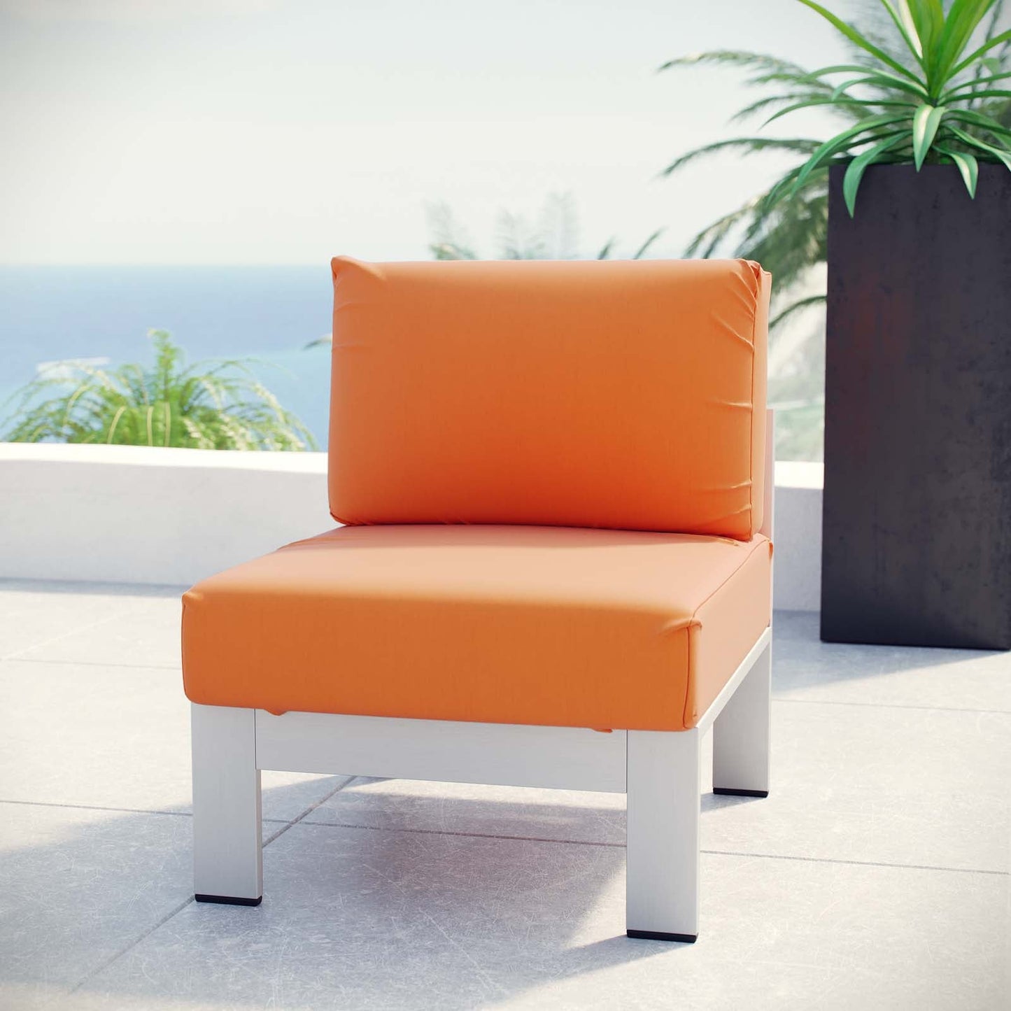 Shore Armless Outdoor Patio Aluminum Chair by Modway