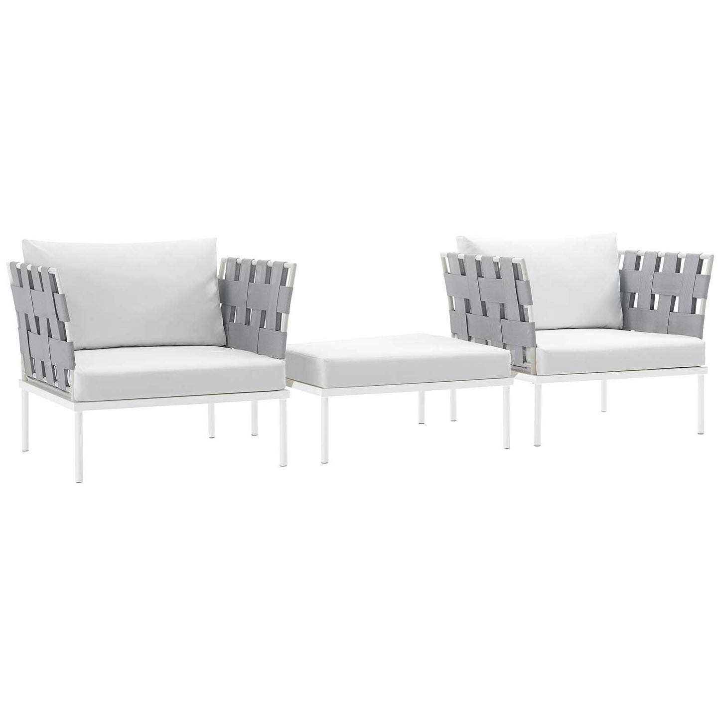 Harmony 3 Piece Outdoor Patio Aluminum Sectional Sofa Set by Modway