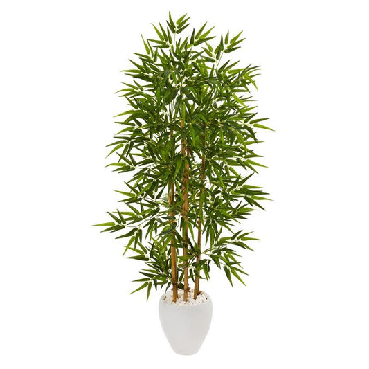 63"  Bamboo Artificial Tree in White Planter