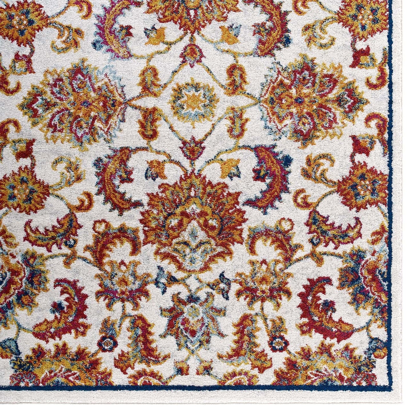 Entourage Azami Distressed Vintage Floral Lattice 8x10 Area Rug by Modway
