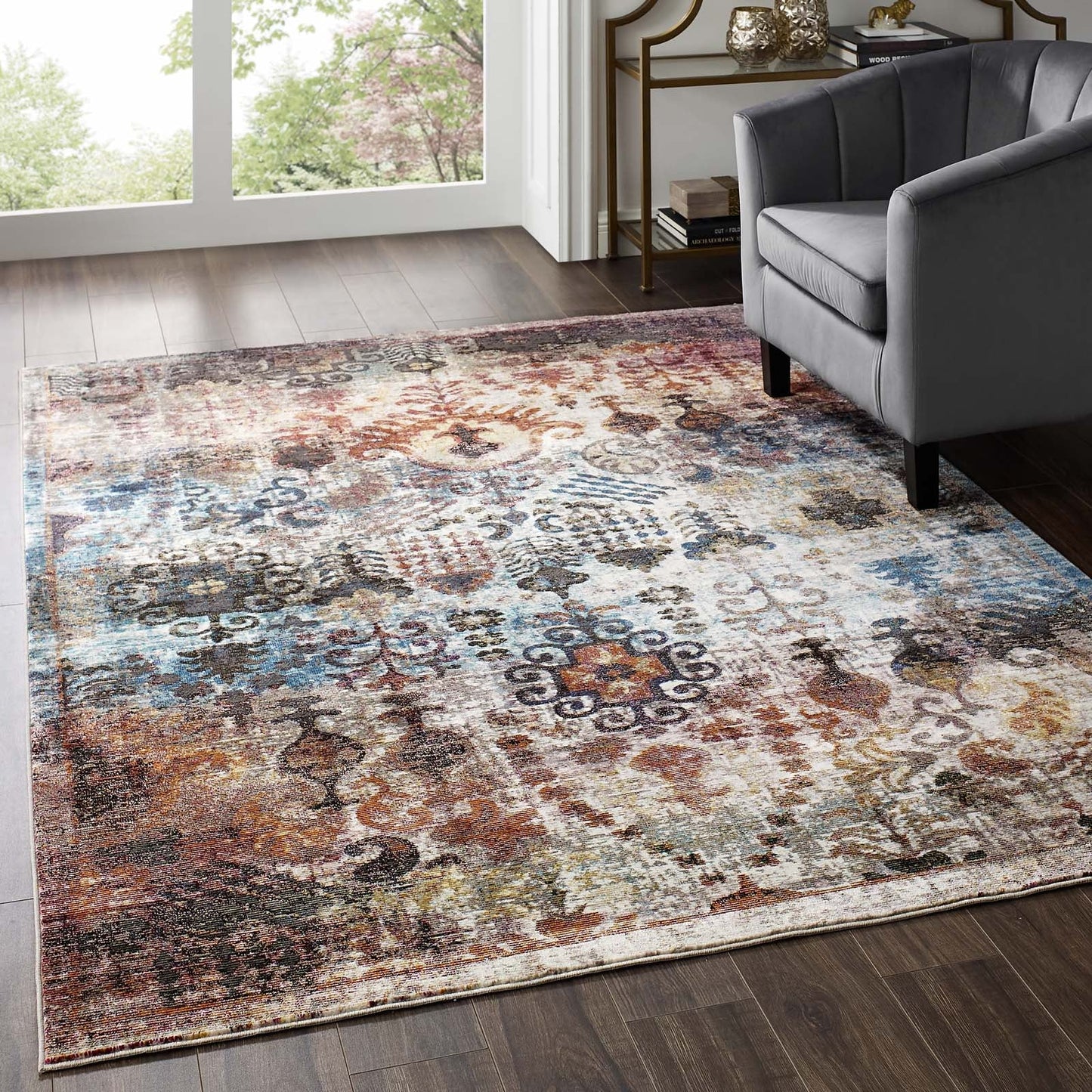 Success Tahira Transitional Distressed Vintage Floral Moroccan Trellis 5x8 Area Rug by Modway