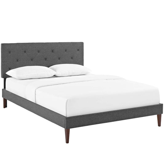 Tarah Fabric King Platform Bed with Squared Tapered Legs by Modway