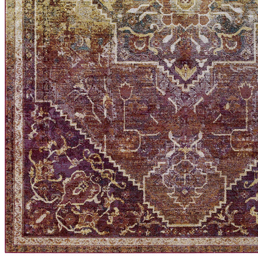Success Kaede Transitional Distressed Vintage Floral Vintage Medallion 4x6 Area Rug by Modway