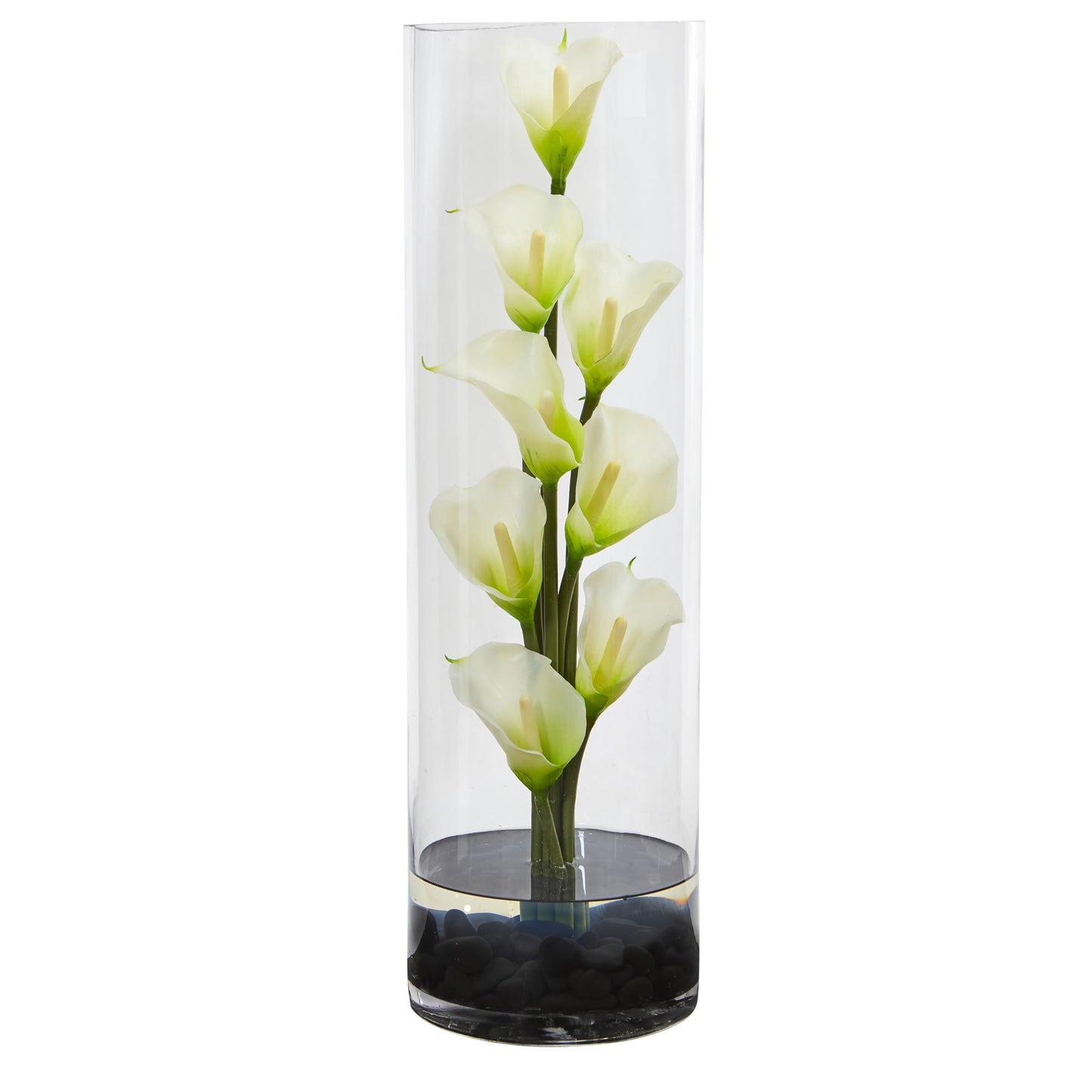 20" Calla Lily Artificial Arrangement in Cylinder Glass