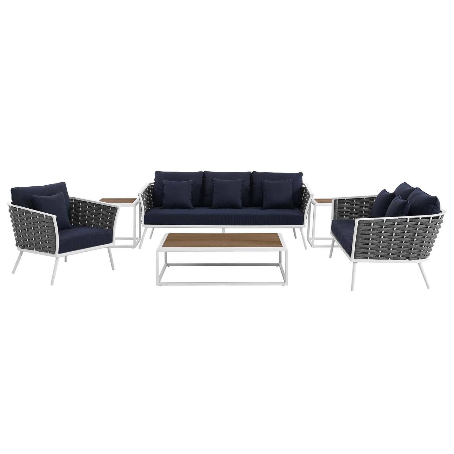 Stance 6 Piece Outdoor Patio Aluminum Sectional Sofa Set by Modway