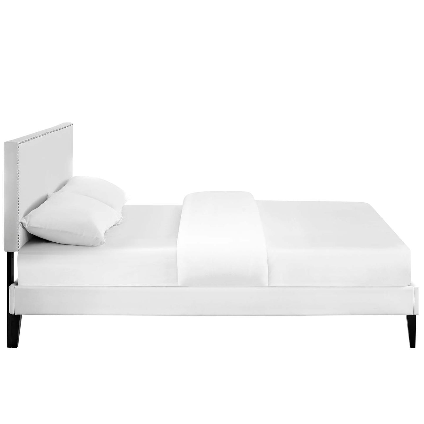 Macie Vinyl Full Platform Bed with Squared Tapered Legs by Modway