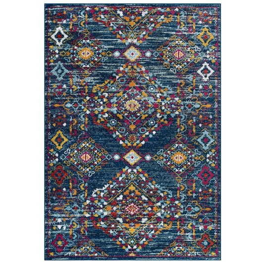 Entourage Khalida Distressed Floral Lattice 8x10 Area Rug by Modway