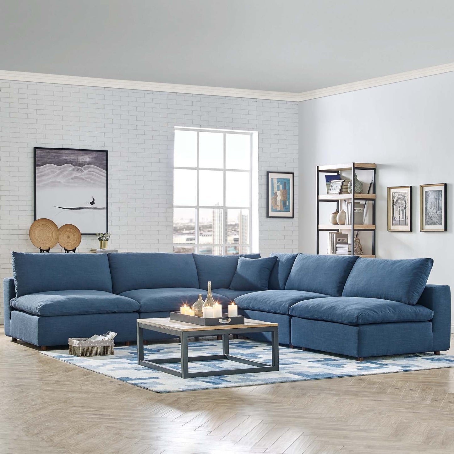 Commix 5-Piece Down Filled Overstuffed Armless Sectional Sofa by Modway