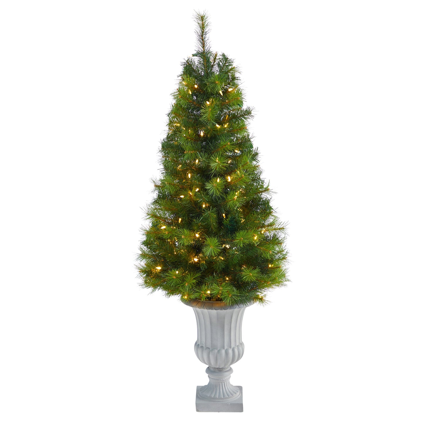 4.5' Green Valley Pine Artificial Christmas Tree w/ 100 Warm White LED Lights