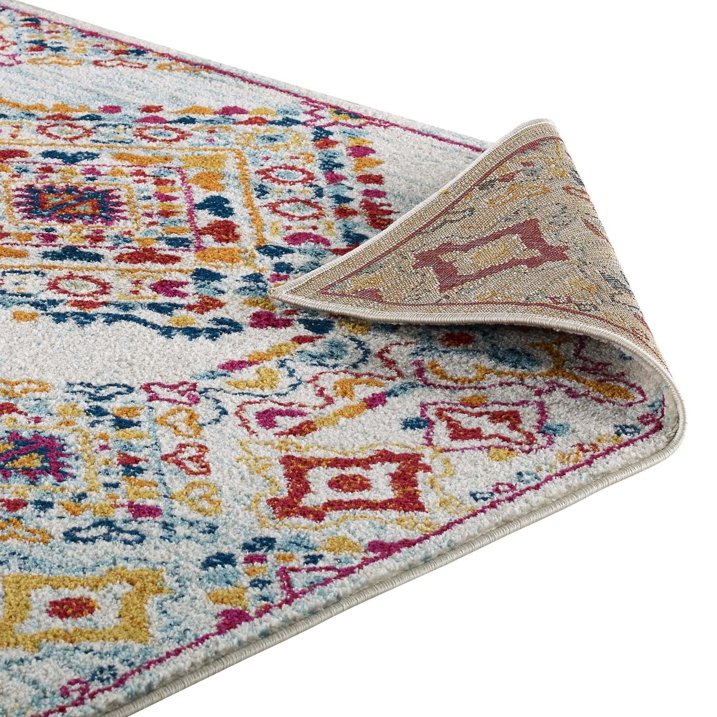 Entourage Khalida Distressed Vintage Floral Lattice 5x8 Area Rug by Modway
