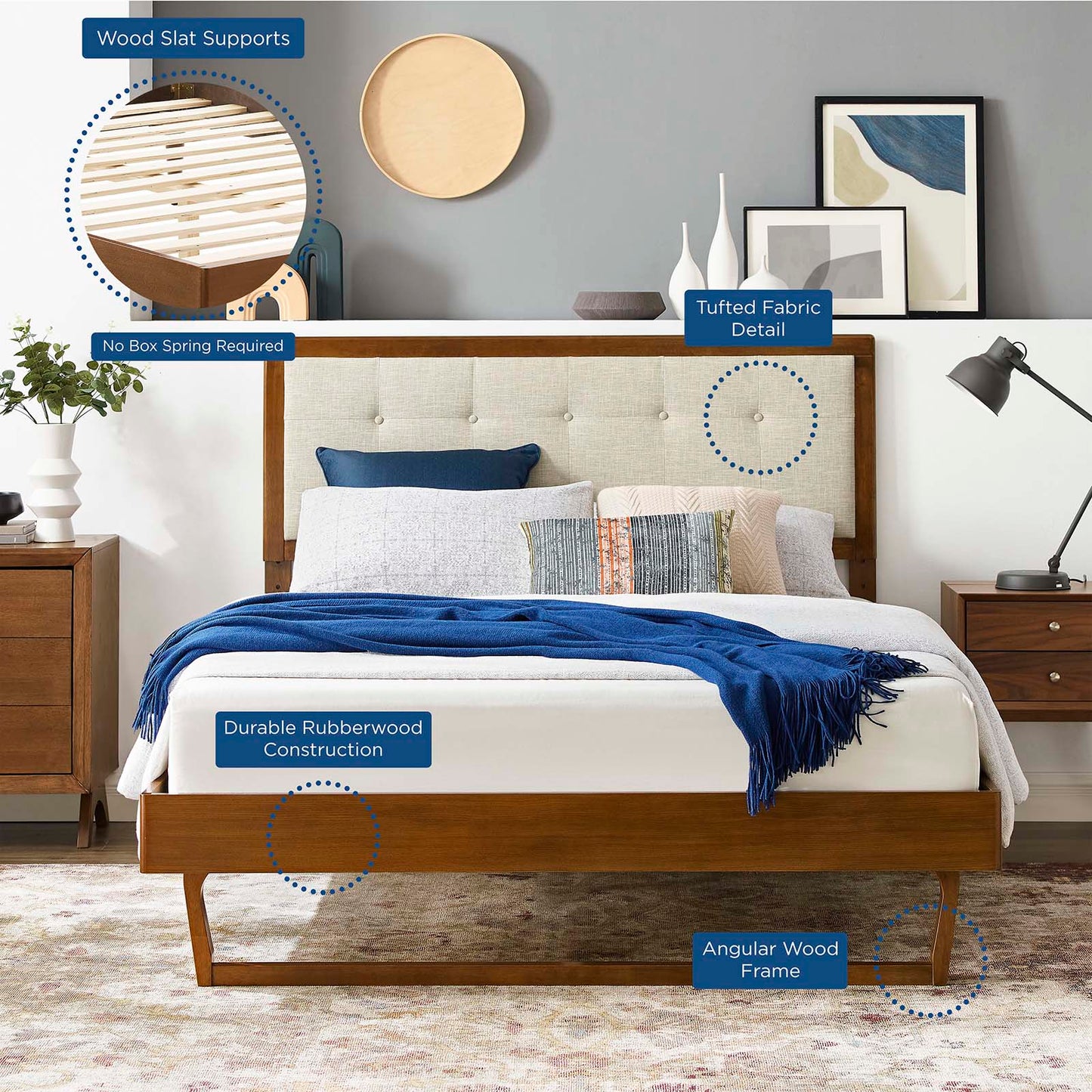 Willow Wood Queen Platform Bed With Angular Frame by Modway