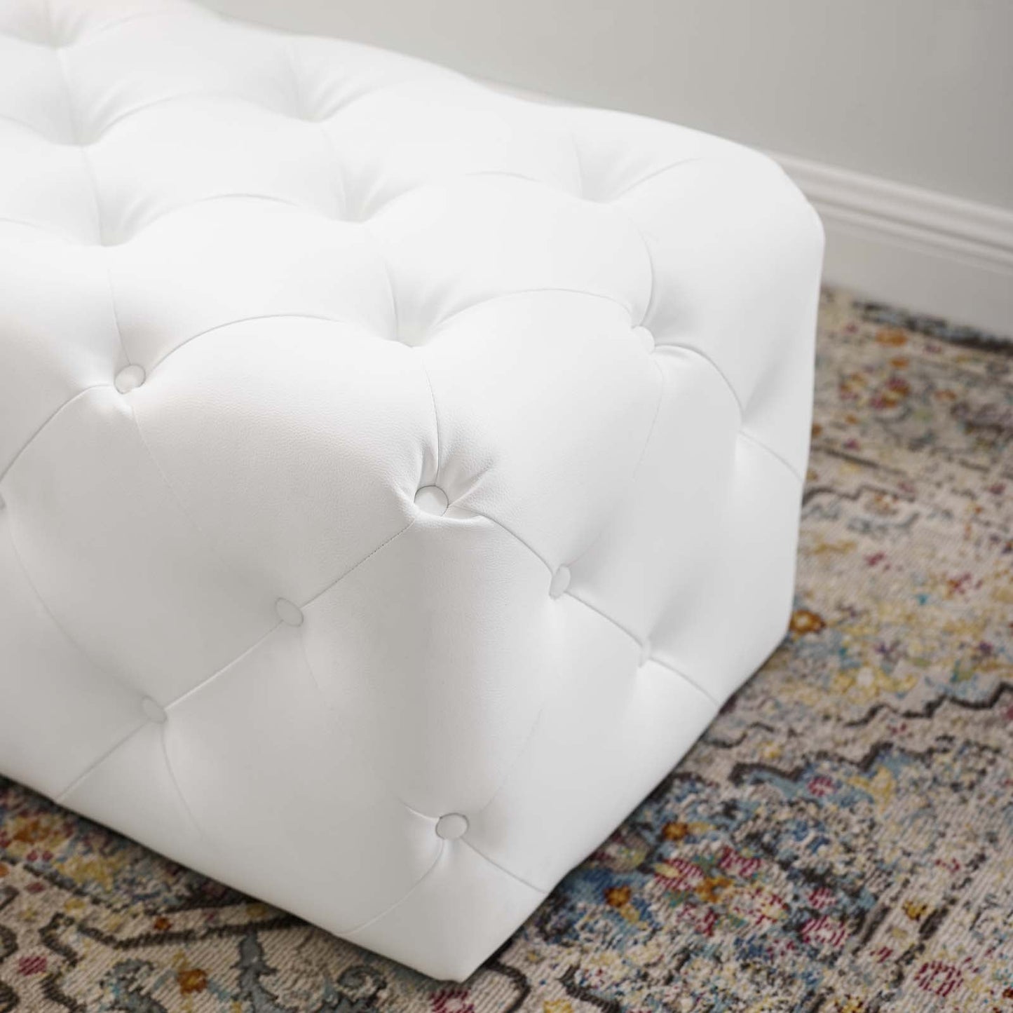 Amour 48" Tufted Button Entryway Faux Leather Bench by Modway