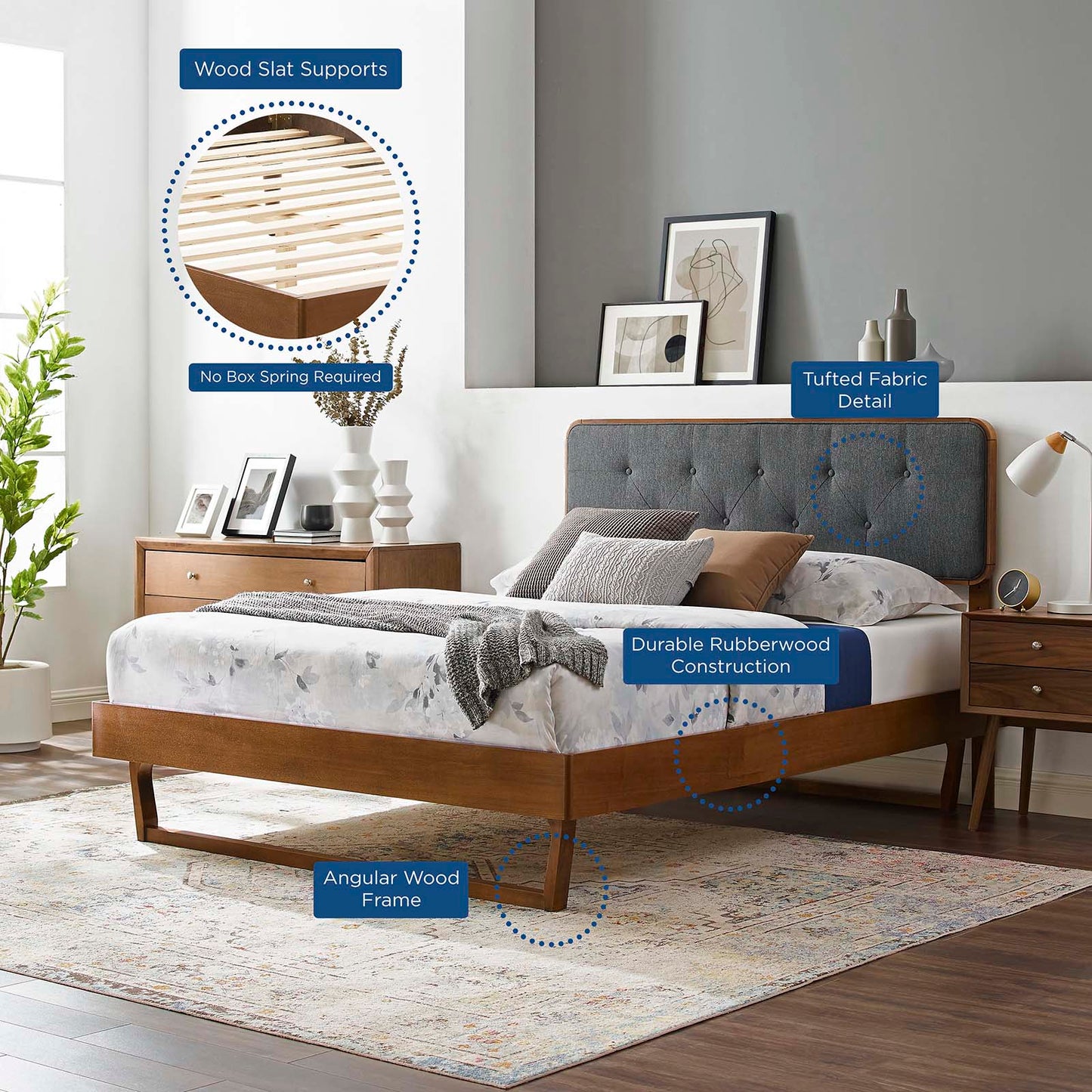 Bridgette Wood Full Platform Bed With Angular Frame by Modway