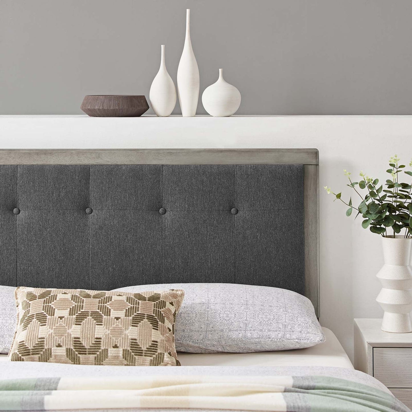Draper Tufted Fabric and Wood King Headboard by Modway