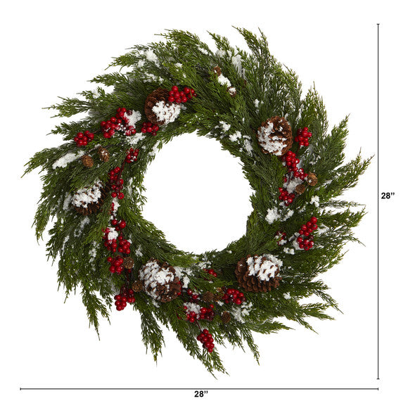 32'' Cypress with Berries and Pine Cones Artificial Wreath