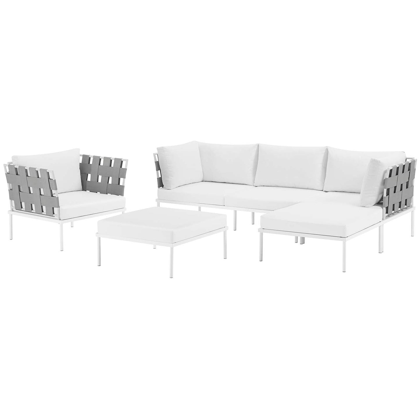 Harmony 6 Piece Outdoor Patio Aluminum Sectional Sofa Set by Modway