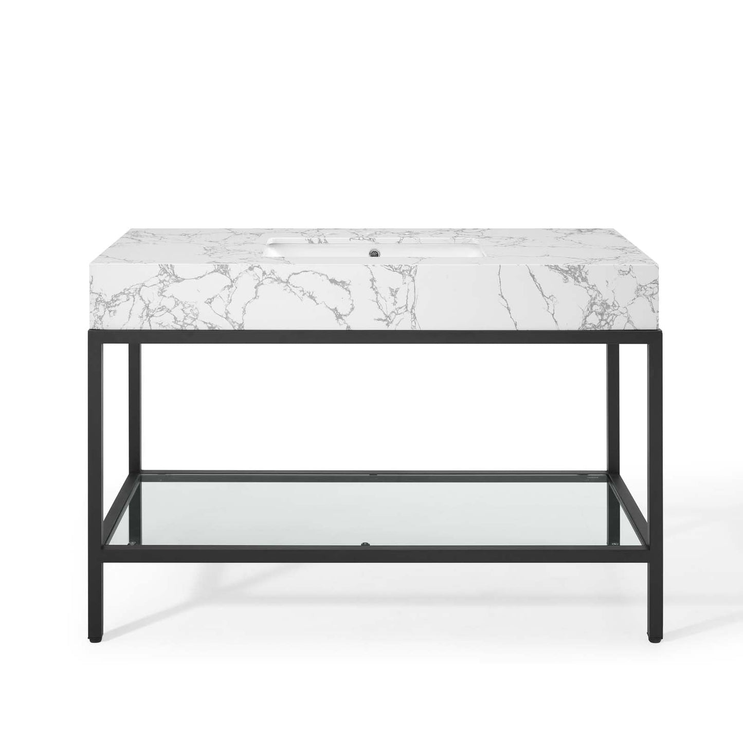 Kingsley 50" Black Stainless Steel Bathroom Vanity by Modway