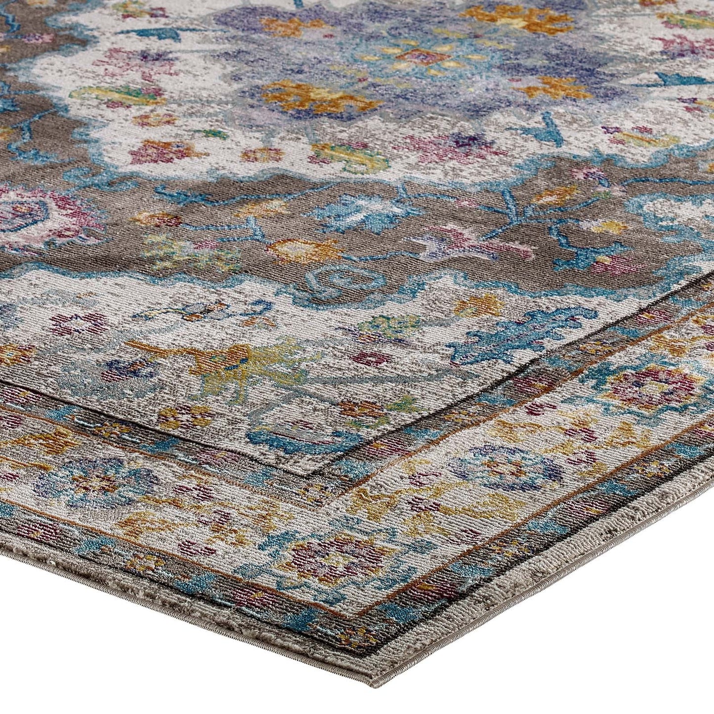 Success Anisah Distressed Floral Vintage Medallion 5x8 Area Rug by Modway