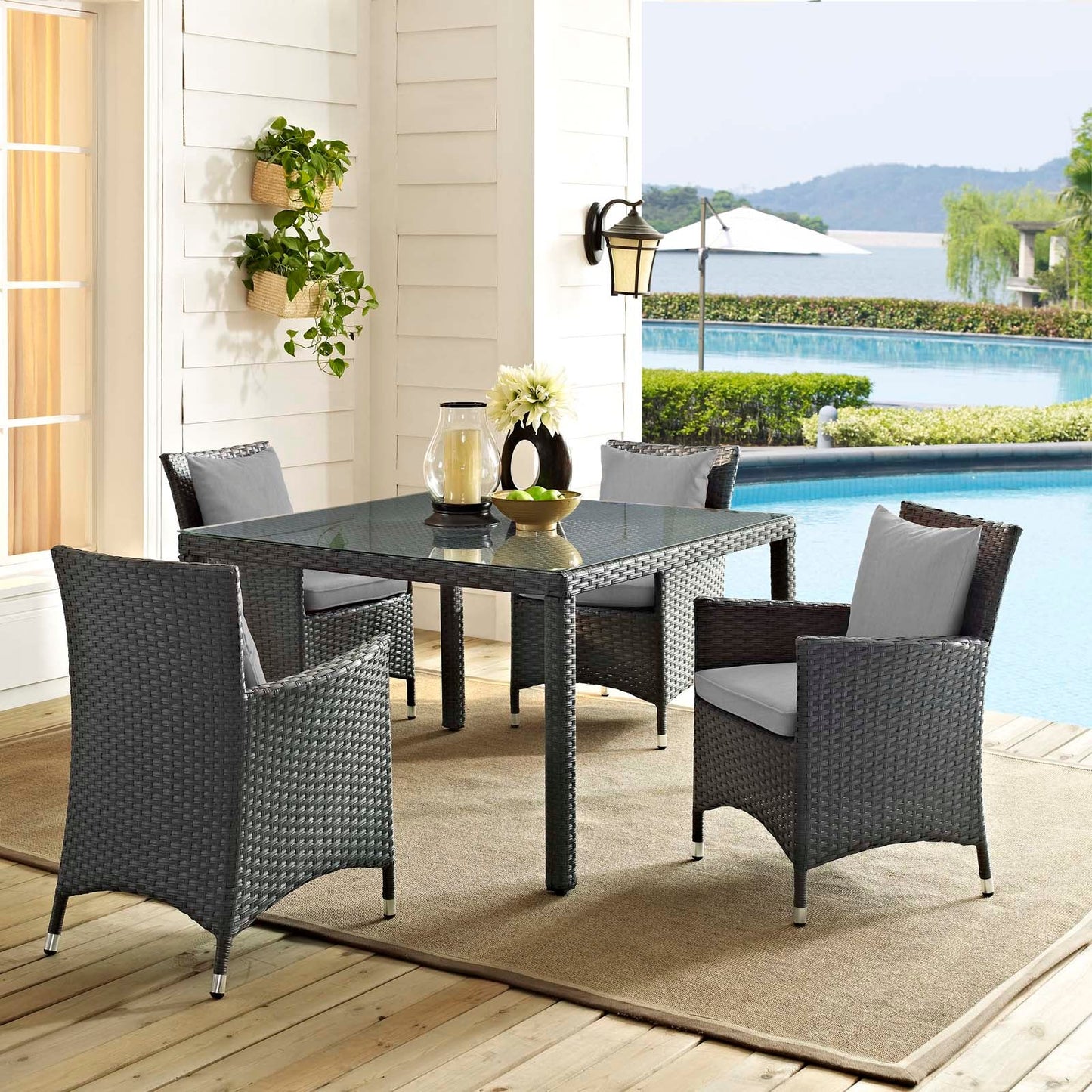 Sojourn 4 Piece Outdoor Patio Sunbrella¨ Dining Set by Modway