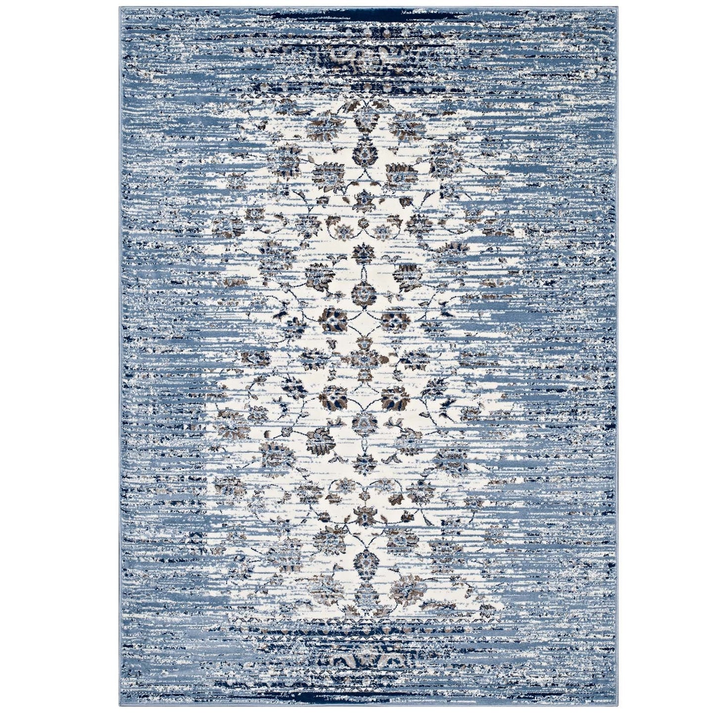 Chiara Distressed Floral Lattice Contemporary 5x8 Area Rug by Modway