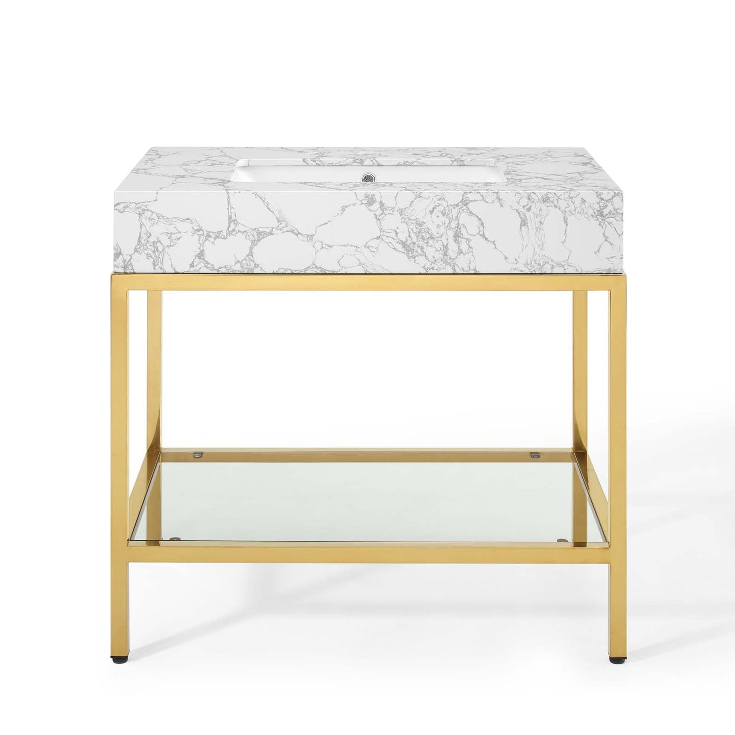Kingsley 36" Gold Stainless Steel Bathroom Vanity by Modway