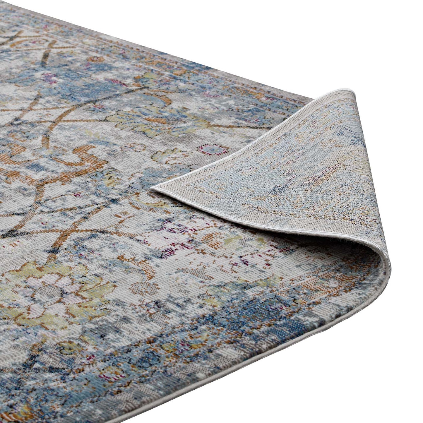 Minu Distressed Floral Lattice 4x6 Area Rug by Modway