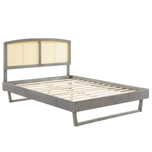 Sierra Cane and Wood Queen Platform Bed With Angular Legs by Modway