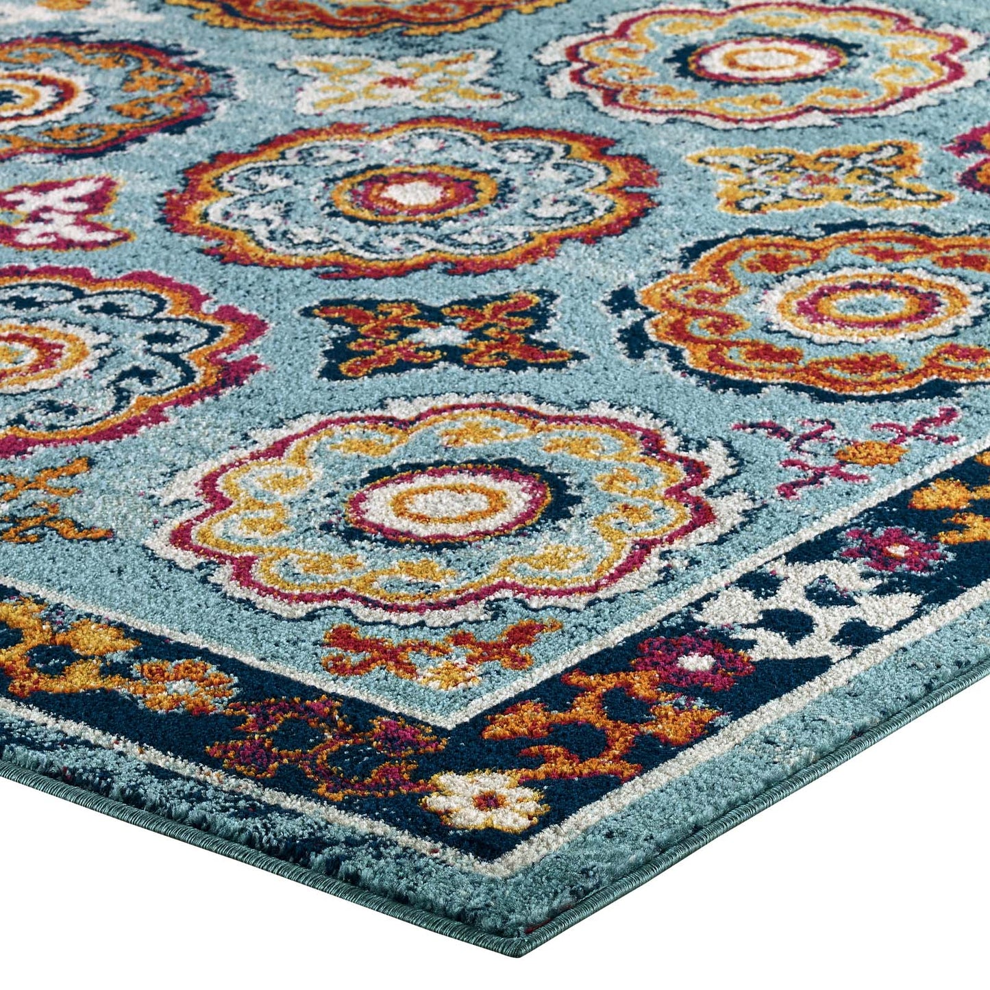Entourage Odile Distressed Floral Moroccan Trellis 5x8 Area Rug by Modway