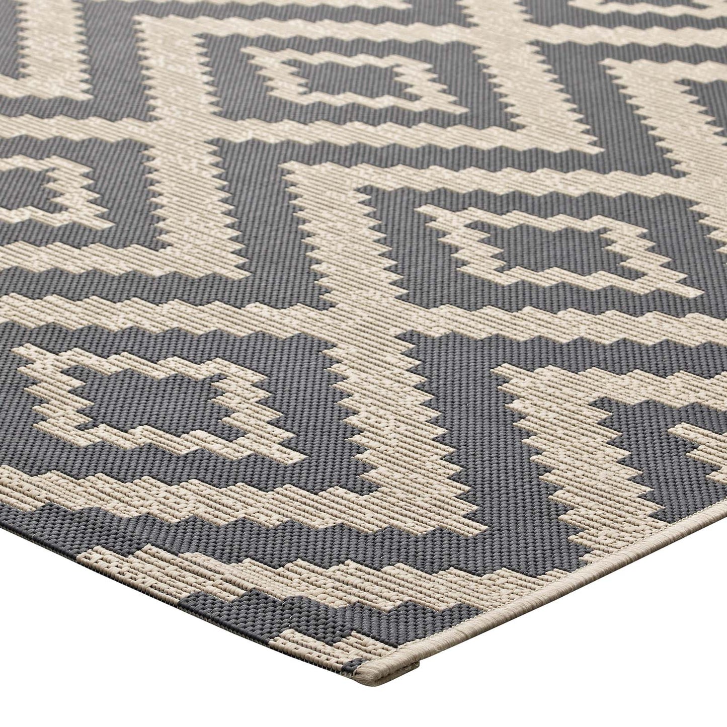 Jagged Geometric Diamond Trellis Indoor and Outdoor 8x10 Area Rug by Modway