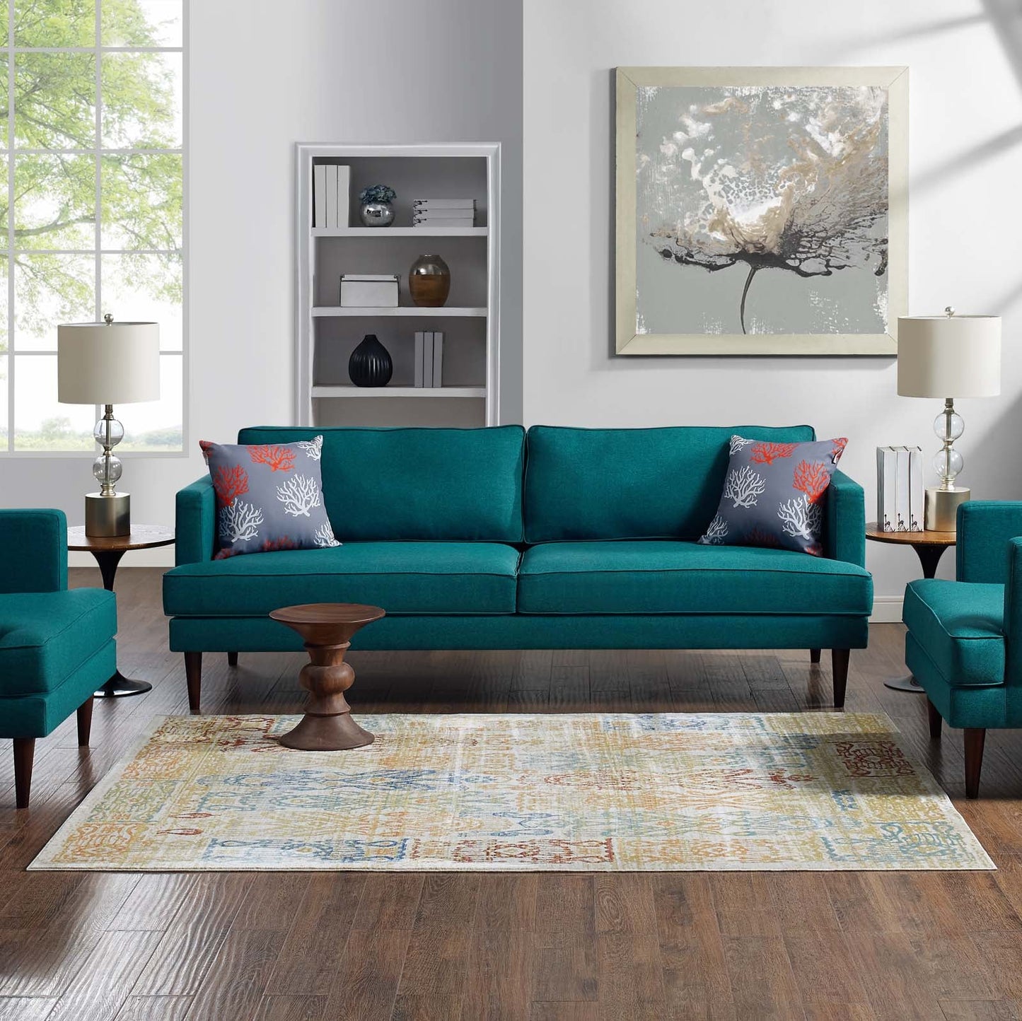 Solimar Distressed Southwestern Aztec 5x8 Area Rug by Modway