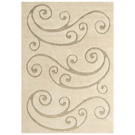 Jubilant Sprout Scrolling Vine Shag 5x8 Area Rug by Modway