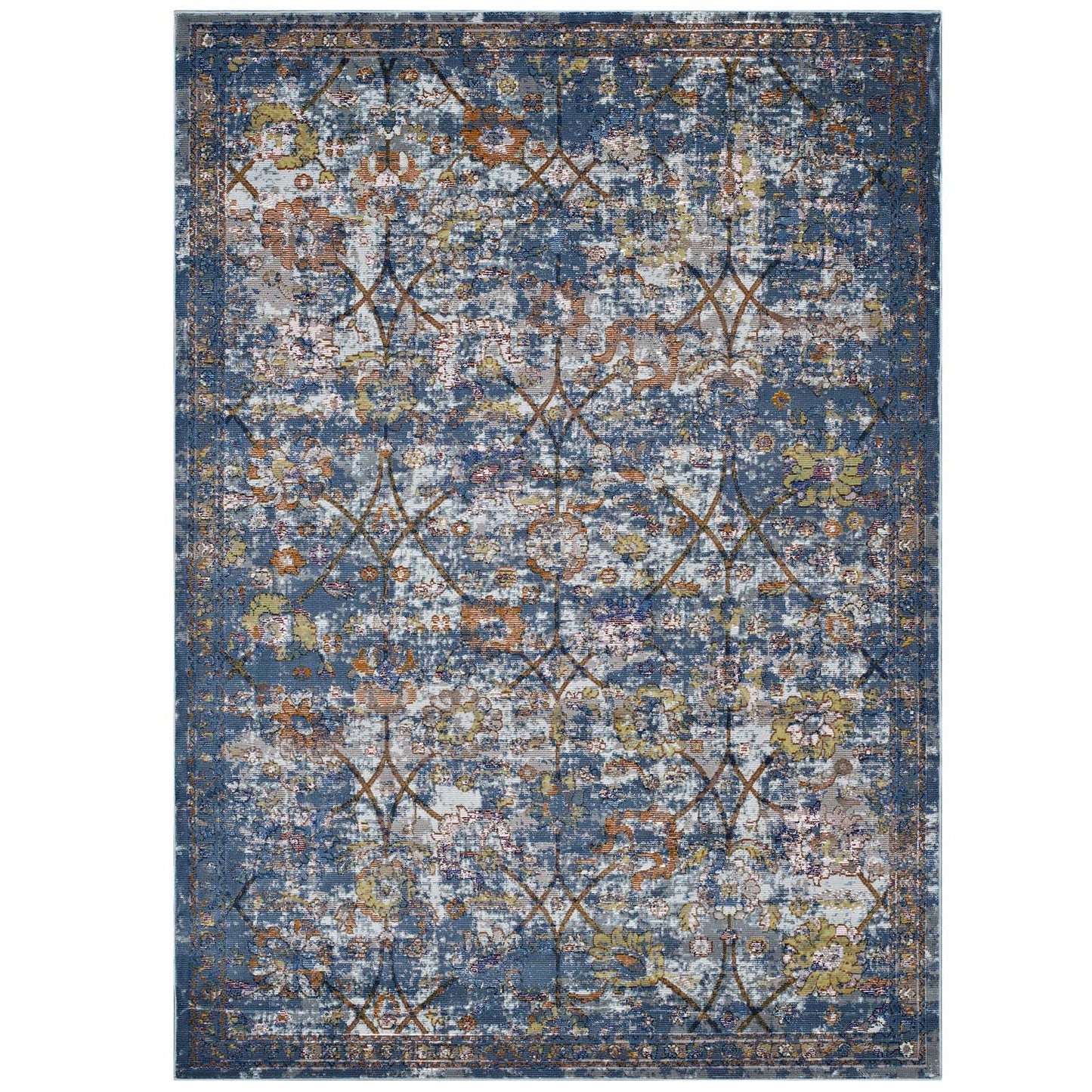 Minu Distressed Floral Lattice 4x6 Area Rug by Modway
