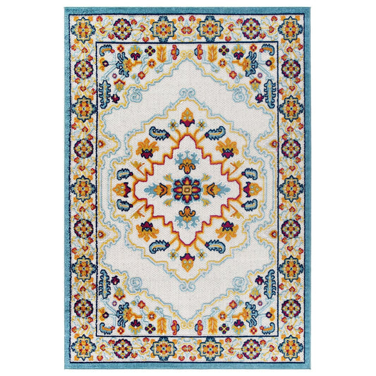 Reflect Ansel Distressed Floral Vintage Medallion 8x10 Indoor and Outdoor Area Rug by Modway