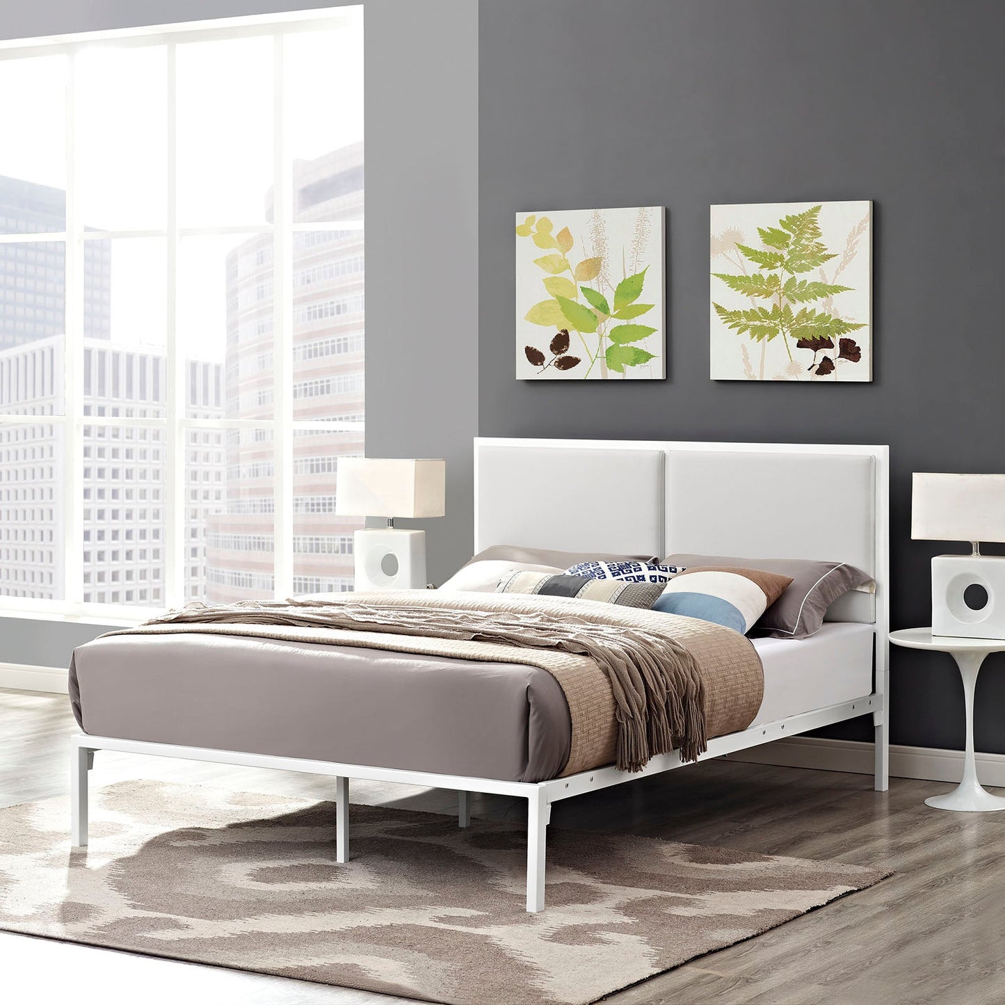 Della Vinyl King Bed by Modway