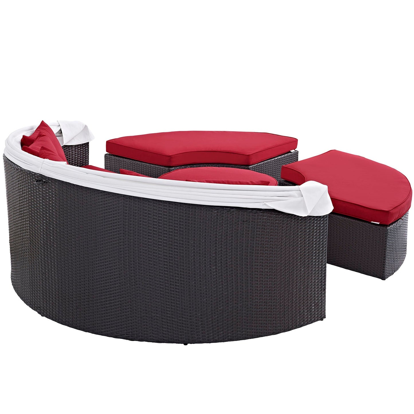 Convene Outdoor Patio Wicker Rattan Canopy Sectional Daybed by Modway