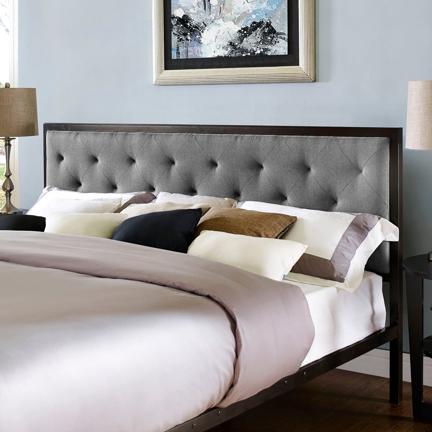 Mia Fabric King Bed by Modway