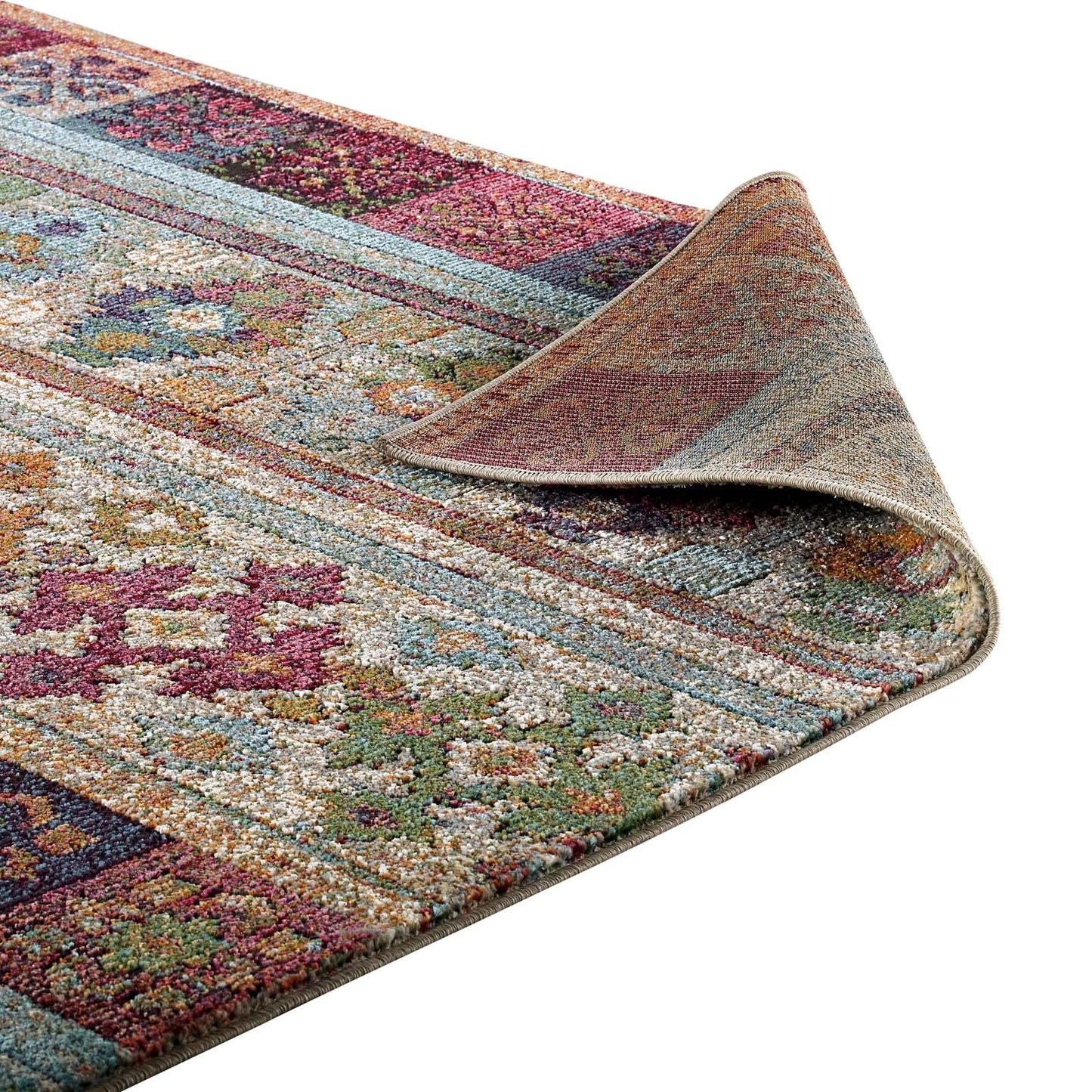 Tribute Nala Distressed Vintage Floral Lattice 8x10 Area Rug by Modway