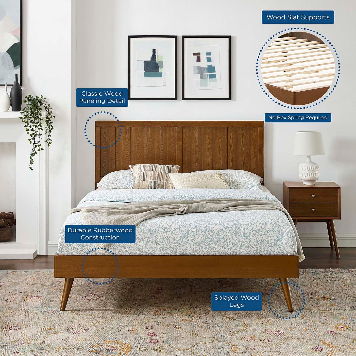 Alana Wood King Platform Bed With Splayed Legs by Modway
