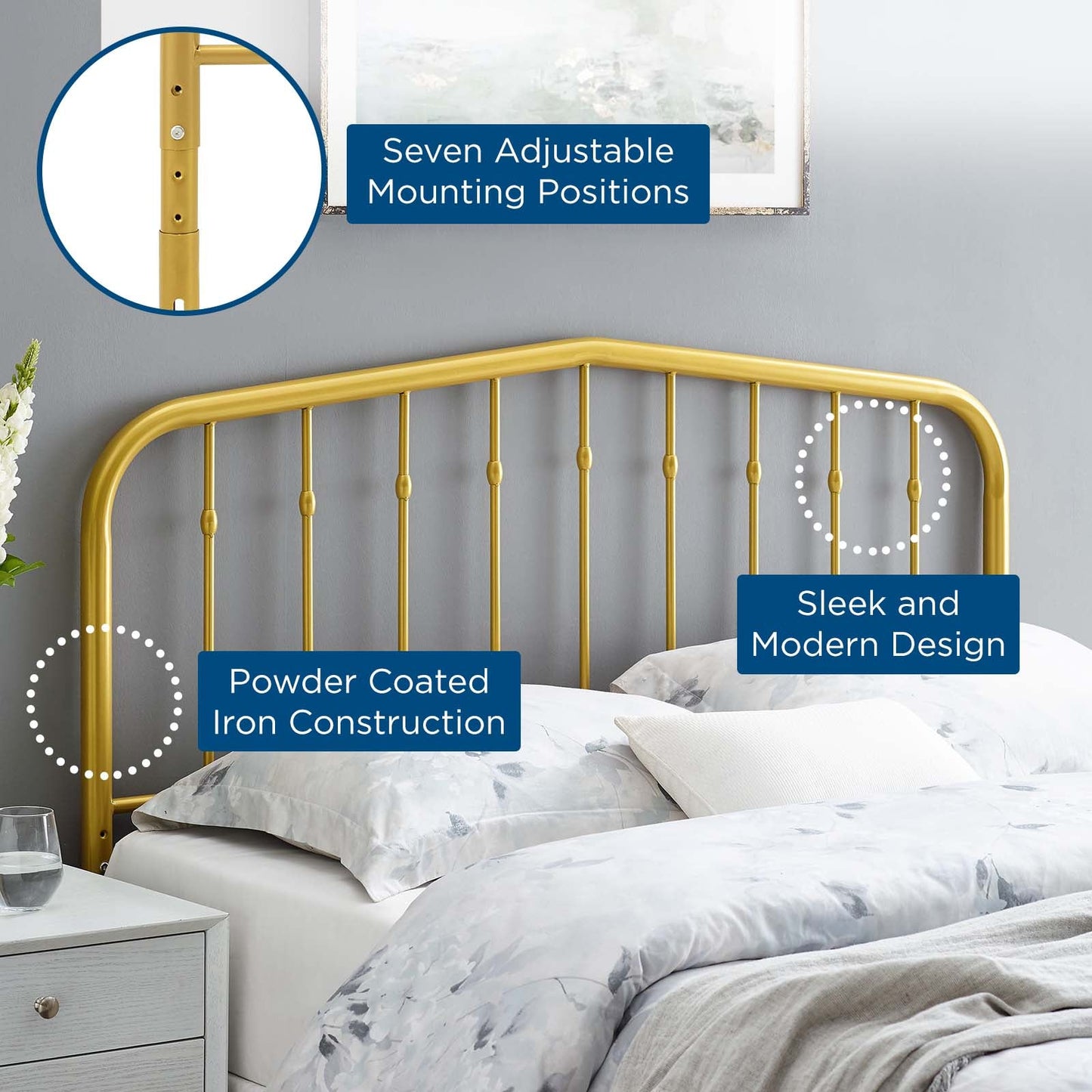 Lennon Metal King Headboard by Modway
