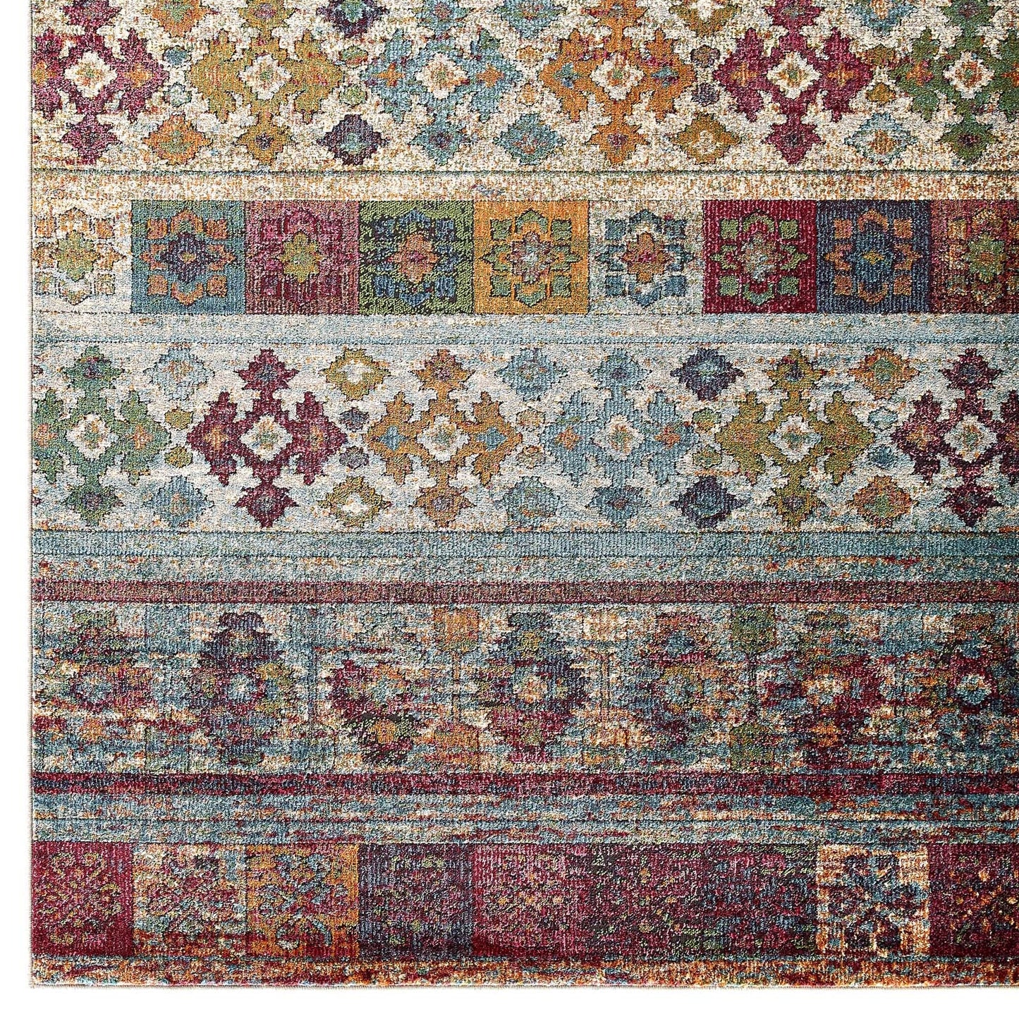 Tribute Nala Distressed Vintage Floral Lattice 8x10 Area Rug by Modway
