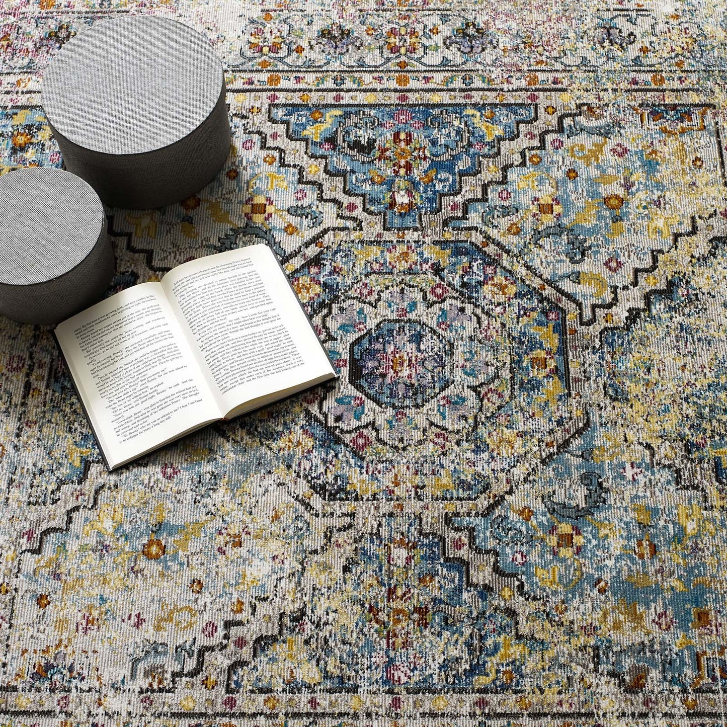 Success Jacinda Distressed Vintage Floral Vintage Medallion 4x6 Area Rug by Modway
