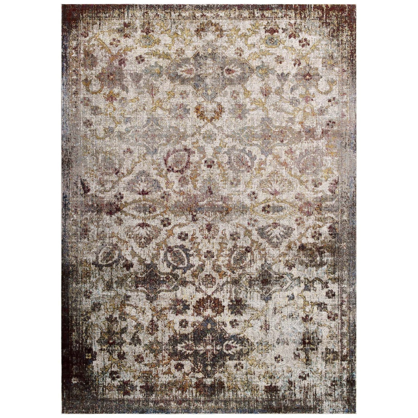 Success Kaede Distressed Vintage Floral Moroccan Trellis 4x6 Area Rug by Modway