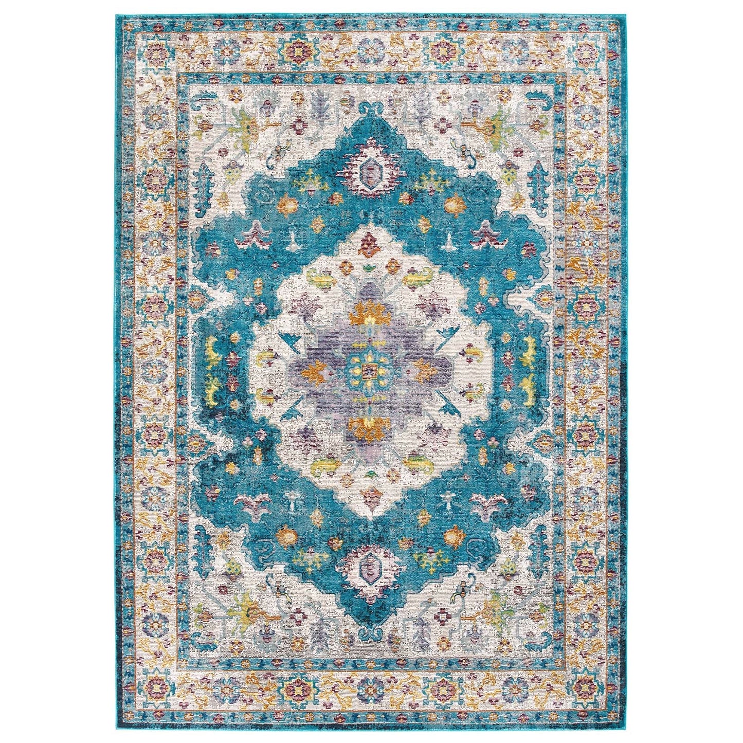 Success Anisah Distressed Floral Vintage Medallion 4x6 Area Rug by Modway