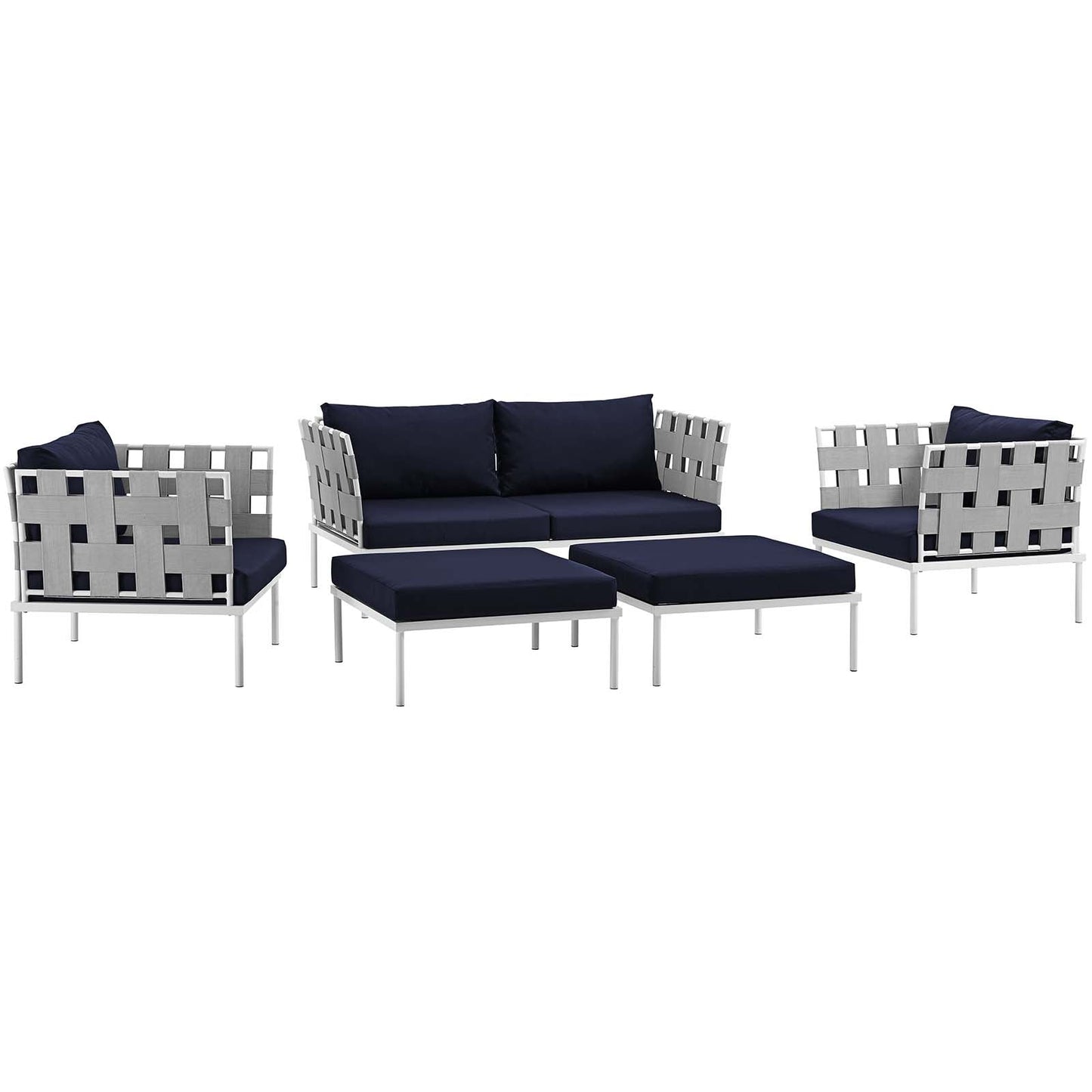 Harmony 5 Piece Outdoor Patio Aluminum Sectional Sofa Set by Modway