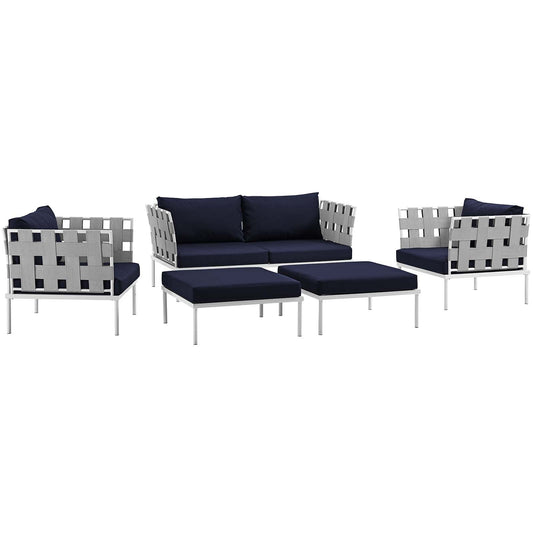 Harmony 5 Piece Outdoor Patio Aluminum Sectional Sofa Set by Modway