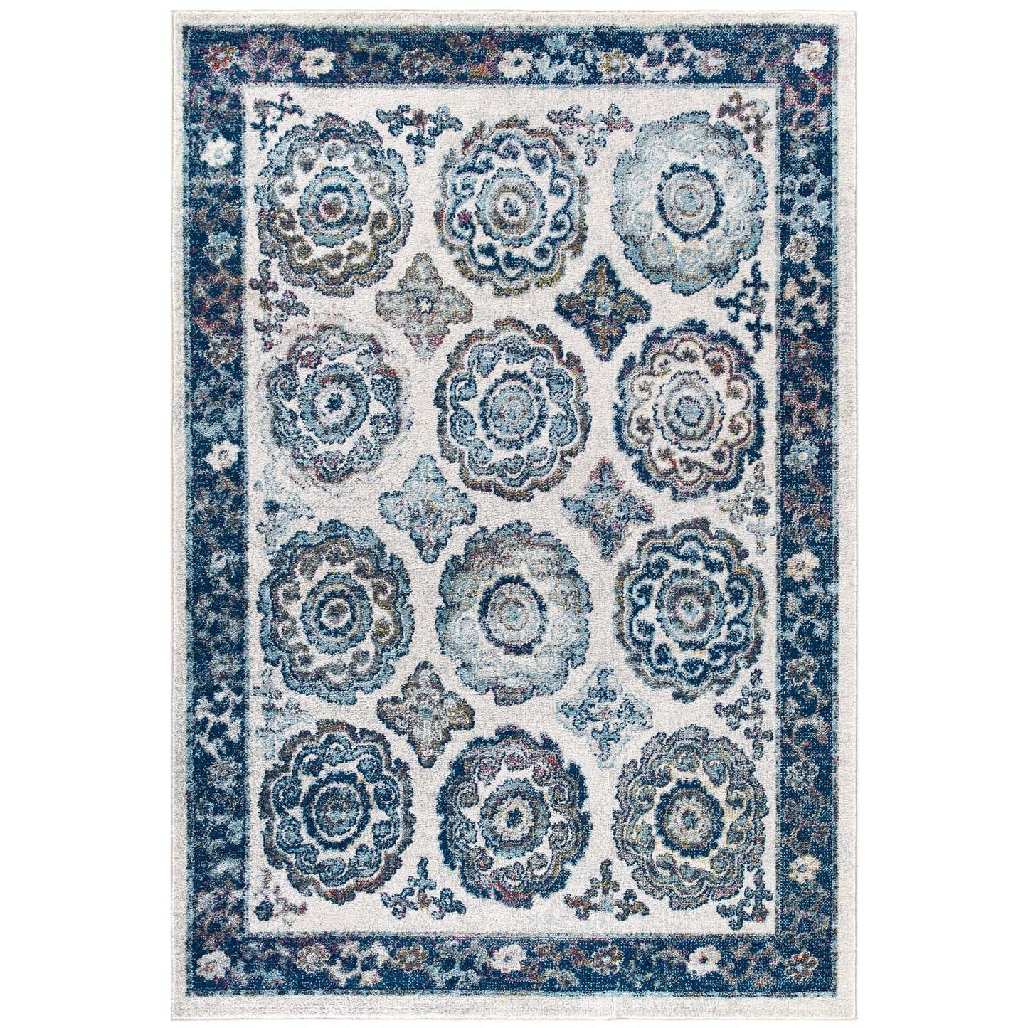 Entourage Odile Distressed Floral Moroccan Trellis 8x10 Area Rug by Modway